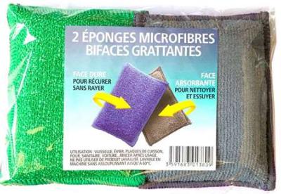 Duo éponges microfibre grattante